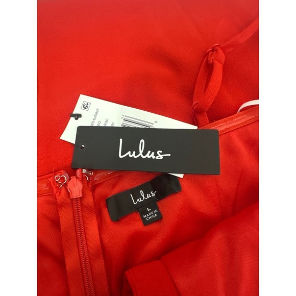 NWT Lulus Embellished V Neck Spaghetti Strap Red Formal Rhinestone Size L - Picture 12 of 12